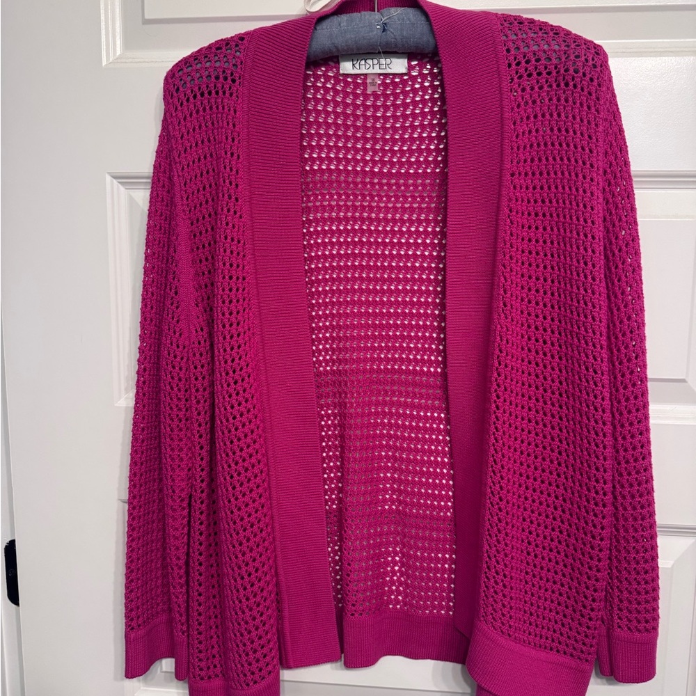 Kasper Women's Fuchsia Open Knit Cardigan